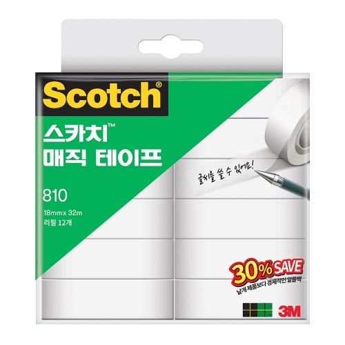 3M 스카치 매직테이프 리필(세이빙팩) #810R-1218*32 (1팩)